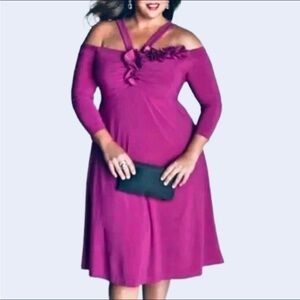 IGIGI Ciao Bella Dress Plus 18/20 Barbie Hot Pink Off Shoulder 3/4 Sleeves NWT